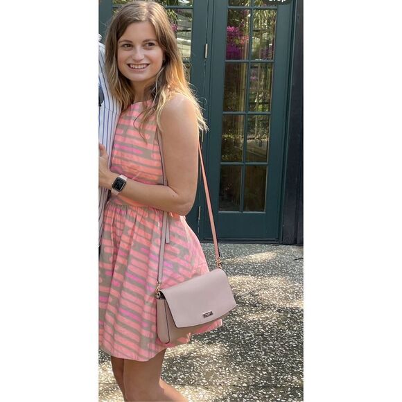 Kate Spade Saturday Mini Dress Cross Back 4 Neon MultiColor Skater Fit & Flare - Picture 3 of 14